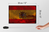Holzschild Flagge Spanien 30x20cm Flag of Spain Rost