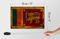 Holzschild Flagge Sri Lanka 30x20cm Flag Sri Lanka Rost