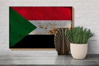 Holzschild Flagge Sudan 30x20cm Flag of Sudan Rost