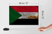 Holzschild Flagge Sudan 30x20cm Flag of Sudan Rost