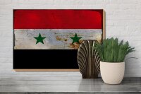 Holzschild Flagge Syrien 30x20cm Flag of Syria Rost