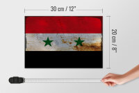 Holzschild Flagge Syrien 30x20cm Flag of Syria Rost