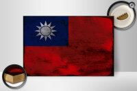 Holzschild Flagge China 30x20cm Flag of Taiwan Rost