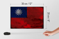 Holzschild Flagge China 30x20cm Flag of Taiwan Rost