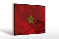 Holzschild Flagge Vietnam 30x20cm Flag of Vietnam Rost
