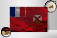 Holzschild Flagge Wallis und Futuna 30x20cm Wallis Rost