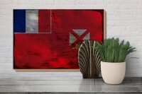 Holzschild Flagge Wallis und Futuna 30x20cm Wallis Rost