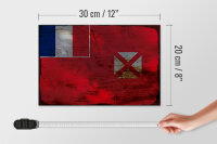Holzschild Flagge Wallis und Futuna 30x20cm Wallis Rost