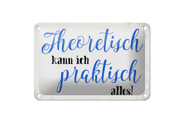 Blechschild Spruch 18x12cm theoretisch kann praktisch alles