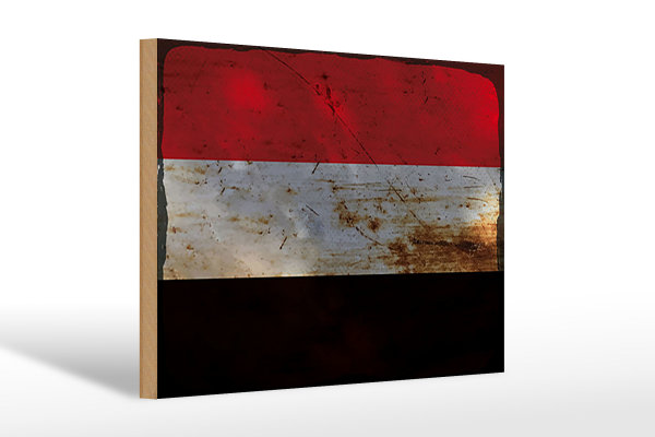 Holzschild Flagge Jemen 30x20cm Flag of Yemen Rost