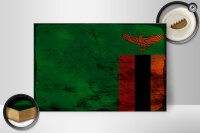 Holzschild Flagge Sambia 30x20cm Flag of Zambia Rost