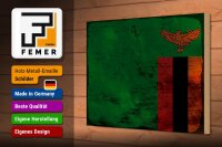 Holzschild Flagge Sambia 30x20cm Flag of Zambia Rost
