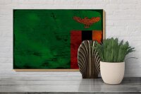 Holzschild Flagge Sambia 30x20cm Flag of Zambia Rost