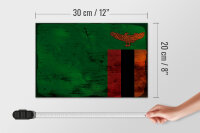 Holzschild Flagge Sambia 30x20cm Flag of Zambia Rost