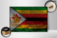 Holzschild Flagge Simbabwe 30x20cm Flag of Zimbabwe Rost