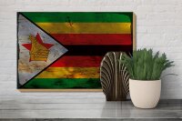 Holzschild Flagge Simbabwe 30x20cm Flag of Zimbabwe Rost