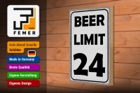 Holzschild Spruch 20x30cm BEER Limit 24 Bier