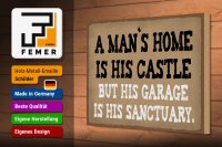 Holzschild Spruch 30x20cm Man´s home is his castle garage