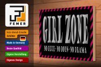 Holzschild Spruch 30x20cm Girl Zone no blue no boys no