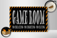 Holzschild Spruch 30x20cm Game Room no cheating no crying
