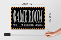 Holzschild Spruch 30x20cm Game Room no cheating no crying