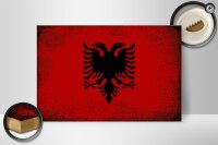 Holzschild Flagge Albanien 30x20cm Flag Albania Vintage