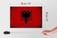 Holzschild Flagge Albanien 30x20cm Flag Albania Vintage
