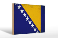 Holzschild Flagge Bosnien und Herzegowina 30x20cm Vintage