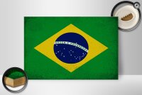 Holzschild Flagge Brasilien 30x20cm Flag of Brazil Vintage