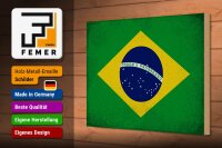 Holzschild Flagge Brasilien 30x20cm Flag of Brazil Vintage