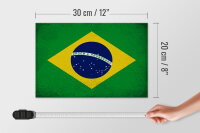 Holzschild Flagge Brasilien 30x20cm Flag of Brazil Vintage