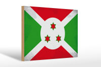 Holzschild Flagge Burundis 30x20cm Flag of Burundi Vintage