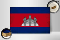 Holzschild Flagge Kambodscha 30x20cm Flag Cambodia Vintage