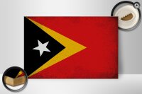 Holzschild Flagge Osttimor 30x20cm Flag East Timor Vintage
