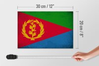 Holzschild Flagge Eritrea 30x20cm Flag of Eritrea Vintage
