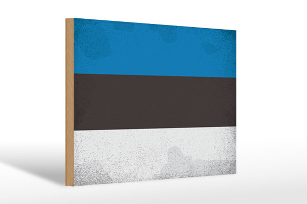 Holzschild Flagge Estland 30x20cm Flag of Estonia Vintage