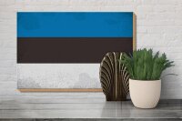 Holzschild Flagge Estland 30x20cm Flag of Estonia Vintage