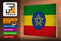 Holzschild Flagge Äthiopien 30x20cm Flag Ethiopia Vintage