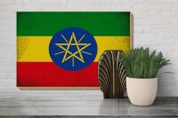 Holzschild Flagge Äthiopien 30x20cm Flag Ethiopia Vintage