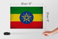 Holzschild Flagge Äthiopien 30x20cm Flag Ethiopia Vintage