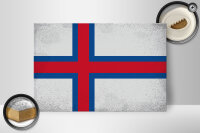 Holzschild Flagge Färöer 30x20cm Flag Faroe Islands Vintage