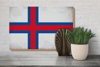 Holzschild Flagge Färöer 30x20cm Flag Faroe Islands Vintage