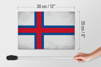 Holzschild Flagge Färöer 30x20cm Flag Faroe Islands Vintage