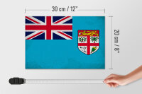 Holzschild Flagge Fidschi 30x20cm Flag of Fiji Vintage