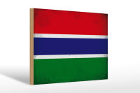 Holzschild Flagge Gambia 30x20cm Flag of Gambia Vintage