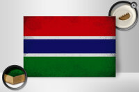 Holzschild Flagge Gambia 30x20cm Flag of Gambia Vintage