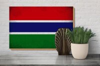 Holzschild Flagge Gambia 30x20cm Flag of Gambia Vintage