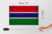 Holzschild Flagge Gambia 30x20cm Flag of Gambia Vintage