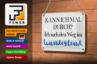 Blechschild Spruch 18x12cm ich such den Weg ins Wunderland
