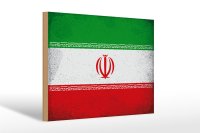 Holzschild Flagge Iran 30x20cm Flag of iran Vintage